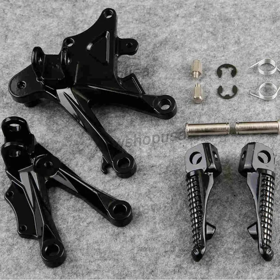 

Front Rider Foot Pegs Foot Rests Mount Bracket Kit For Kawasaki Ninja ZX10R 2006-2010 Black Motorcycle Spare Parts