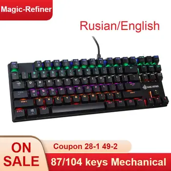 

MAGIC-REFINER Mechanical Keyboard 87/104 keys Gaming Keyboard Wired Blue Switch Mixed/RGB Backlit Keyboard for Office and Gamer