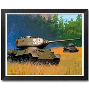 

MaHuaf-A1418 DIY painting by numbers Tank World War II canvas painting hand painted digital wall art picture for home decor
