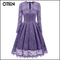 IHOT-Women-2018-Spring-long-sleeve-midi-dresses-V-Neck-Button-Hollow-Out-Vintage-Party-double
