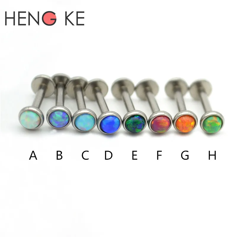 

1PCS 16G Opal Lip Piercing Labret Stud Langue Lip Stud Piercing Ear Stud Earring Ear Piercing Body Jewelry for women