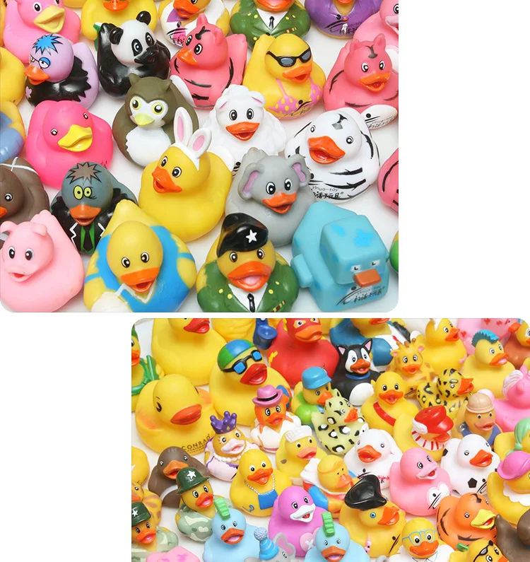 20pcs/50pcs Multi styles Rubber Ducks Bath Toy Baby Shower Water toys Pure Natural Cute Rubber Ducky for Baby Kinder Toys