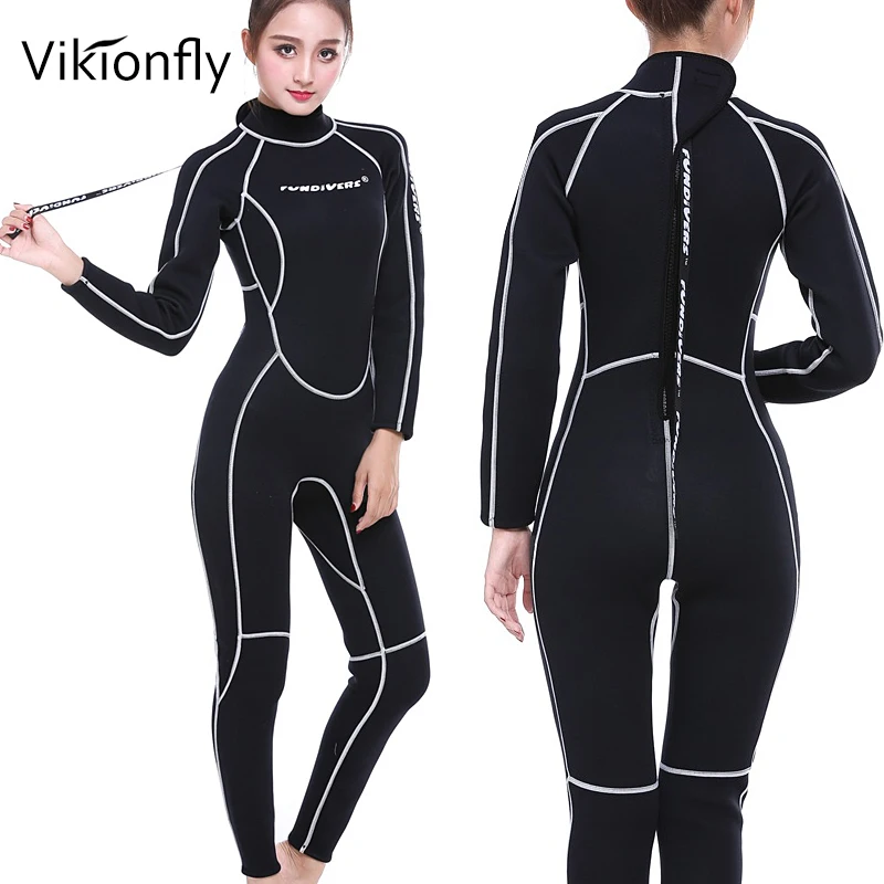 

Vikionfly 3MM SCR Neoprene Wetsuit Women Black Swimming Spearfishing Surfing Swimsuit Driving Suit Rush Guard Wet Suit FUNDIVERS