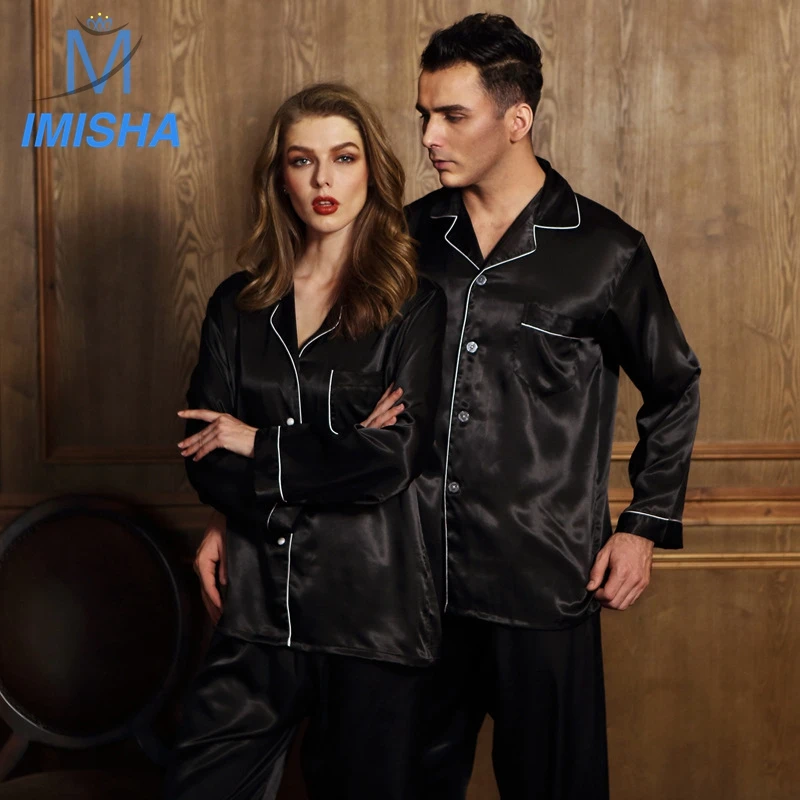 

2017 Spring Lover's Man's Woman's Comfortable Soft Silk Open shirt women's Homewear Pajamas Sleepwear set with XXXL size 796679