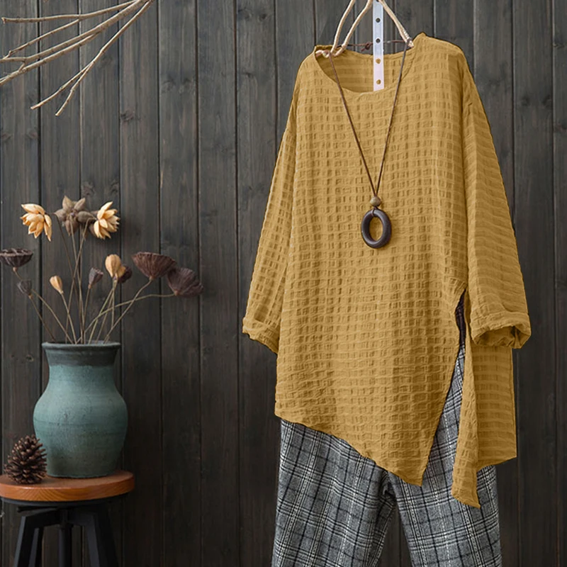 زائد حجم ZANZEA الصيف المرأة بلوزة خمر نصف كم عارضة فضفاض قميص اليسار سبليت السيدات قمم فضفاض Blusa الأنثوية Blusas زائد حجم ZANZEA الصيف المرأة بلوزة خمر نصف كم عارضة فضفاض قميص اليسار سبليت السيدات قمم فضفاض Blusa الأنثوية Blusas