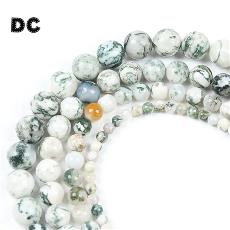 

DC 40cm/Strand 4/6/8/10/12mm Natural Stone Beads Tree Pattern Green Loose Spacer Beads for Women DIY Beaded Necklace Bracelet