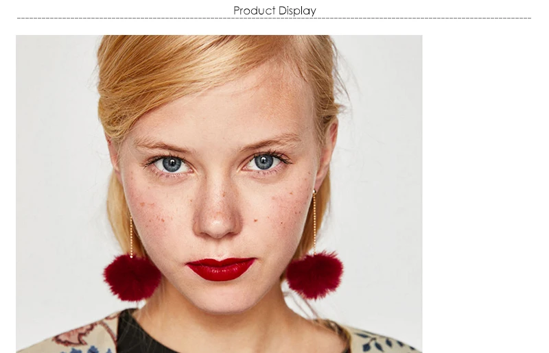 AYAYOO Korean Drop Earrings For Women Long Red 2018 Statement Handmade Pom Pom Earring Hanging Chain Earings Fashion Jewelry (1)