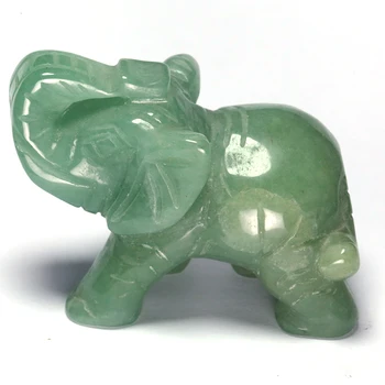 

2 Inch Dongling Jade Elephant Handmade Crystal Stone Animal Statue Crafts Realistic Healing Decor Fengshui Home Ornament Art