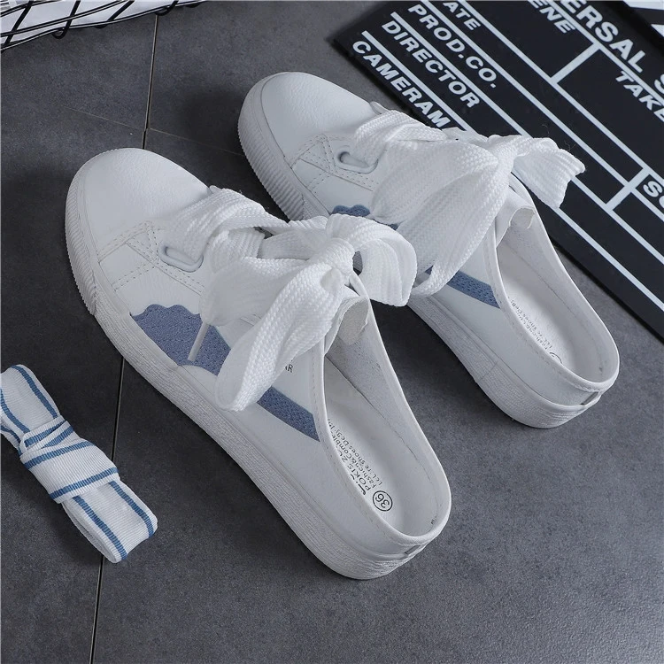 

Half-turned Wild 2018 New Summer Breathable Student Korean Version Without Heel A Pedal Lazy Shoes Female