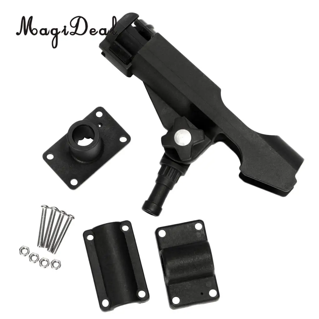 MagiDeal Top Quality 4Pcs Adjustable Side Rail Mount For Kayak Boat Fishing Pole Rod Holder Tackle Kit Fishing Accessory Black