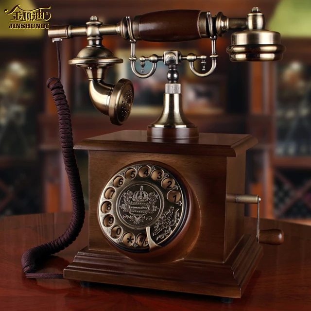 Teléfono antiguo de madera maciza, teléfono vintage de moda, identificador  de llamadas de rellamada - AliExpress