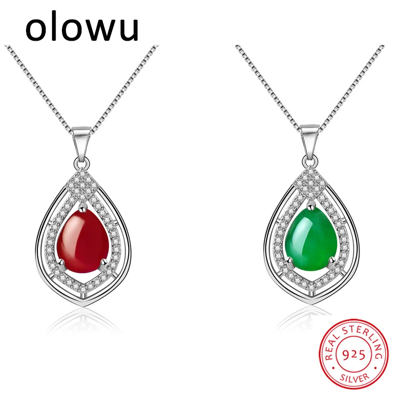Olowu модное ожерелье из стерлингового серебра 925 пробы чистое серебро натуральный