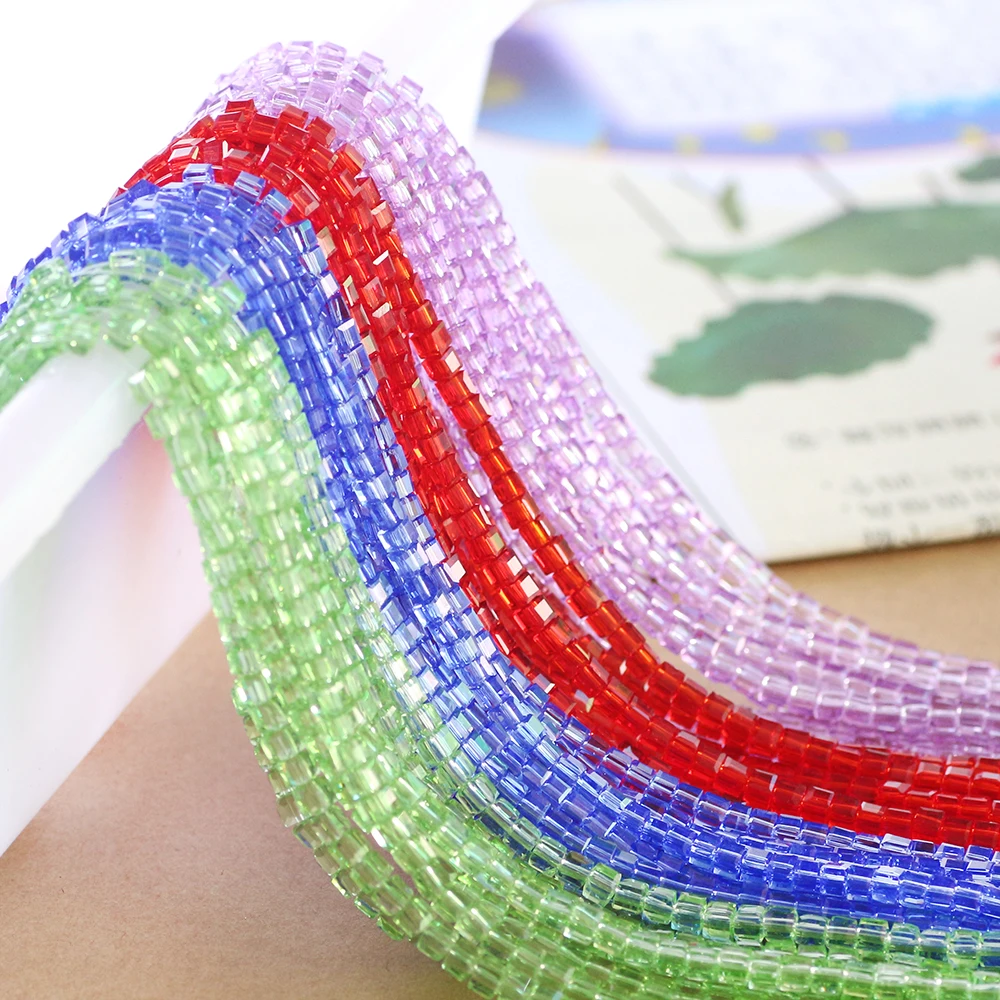 

ZHUBI 2018 Charm Cube 2/3MM Fashion Design Crystal Glass Square Beads Spacers For DIY Making Bracelet Women Decoration & Gift