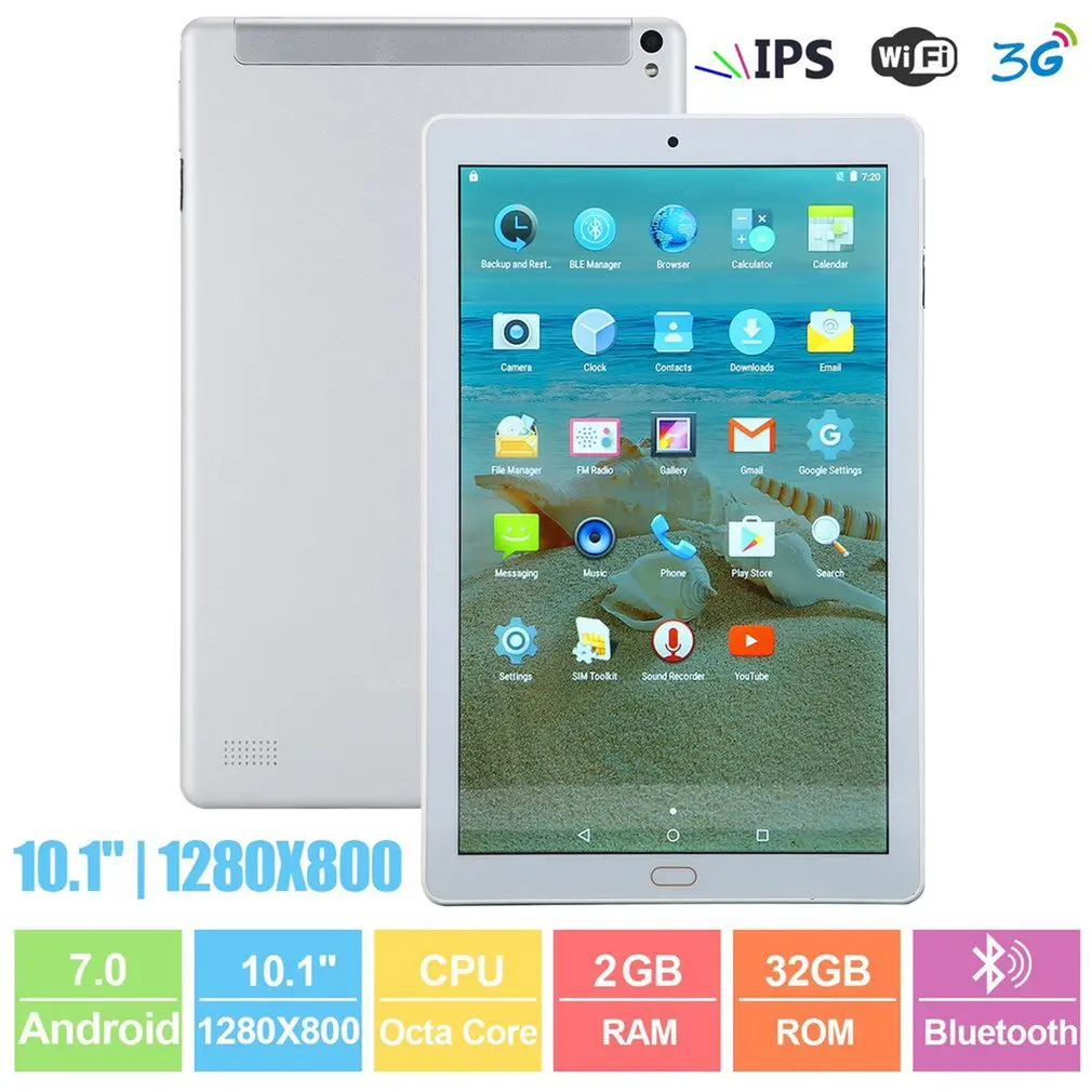 

NEW 10.1 inch Tablet Student Tablets Bluetooth 2G +32G dual camera dual SIM card 1280*800 Android 7.0 tablet with OTG