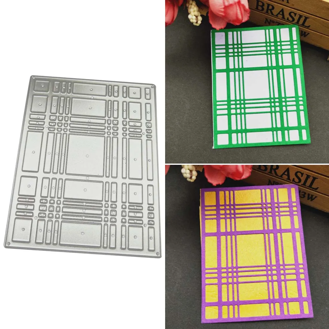

1Pcs Grid Background Square Frame Metal Cutting Dies Stencil for DIY Scrapbooking Paper Cards Photo Album Decorative Embossing