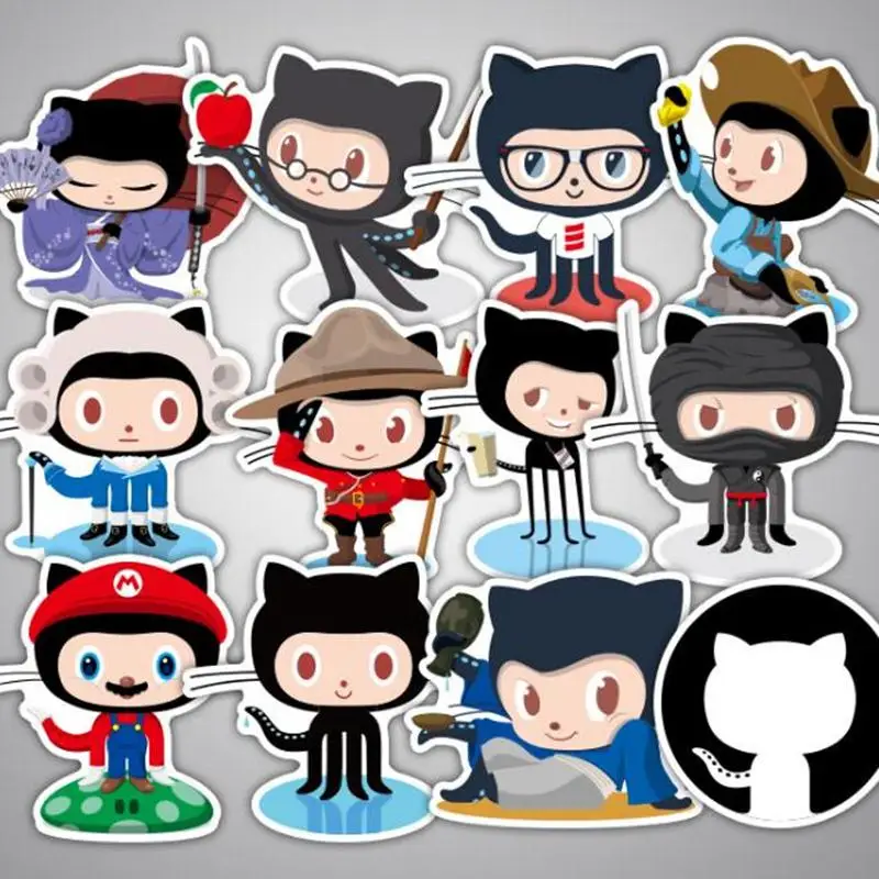 

25p/Lot Octocat Ruby Graffiti Programming Stickers For Luggage Suitcase Skateboard Adesivi PVC Waterproof Car Stickers Pegatinas