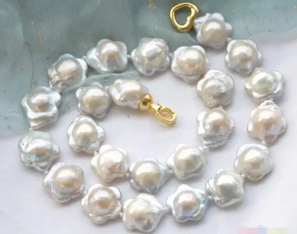 

3613 WHITE plum blossom coin FRESHWATER PEARL NECKLACE