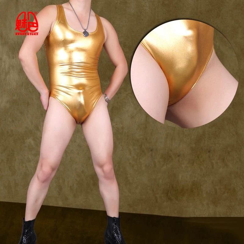 

Men Sexy Bodysuit Shiny Catsuit Nightclub Stage Wear Fetish Male Lingerie One-Piece Leotard Gay Wear Tight Jumpsuit Body Suit