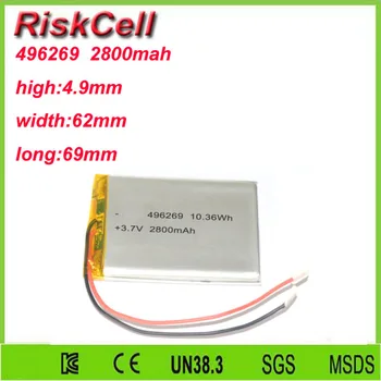

Free shipping 3.7V 2800mah 496269 Lithium Polymer Li-Po Rechargeable Battery For Mp3 MP4 MP5 GPS PSP mobile Pocket PC e-books