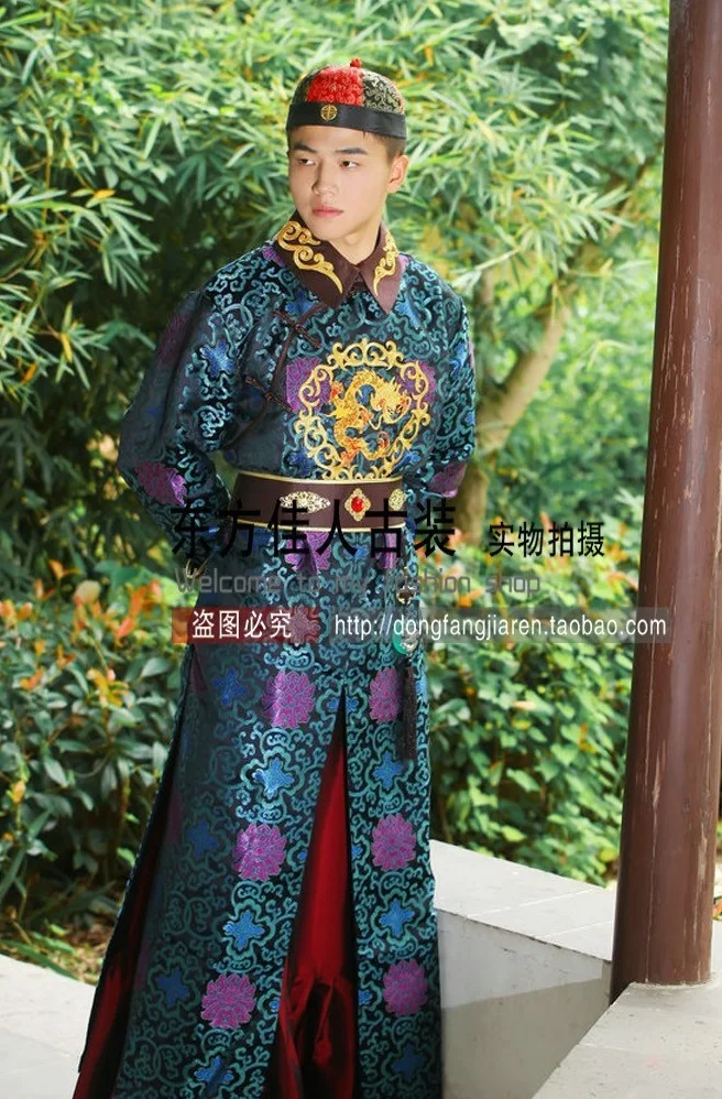 Китайский костюм для мальчика китайский малыш халат Hanfu одежда Детский костюм с Hat 100-160 см
