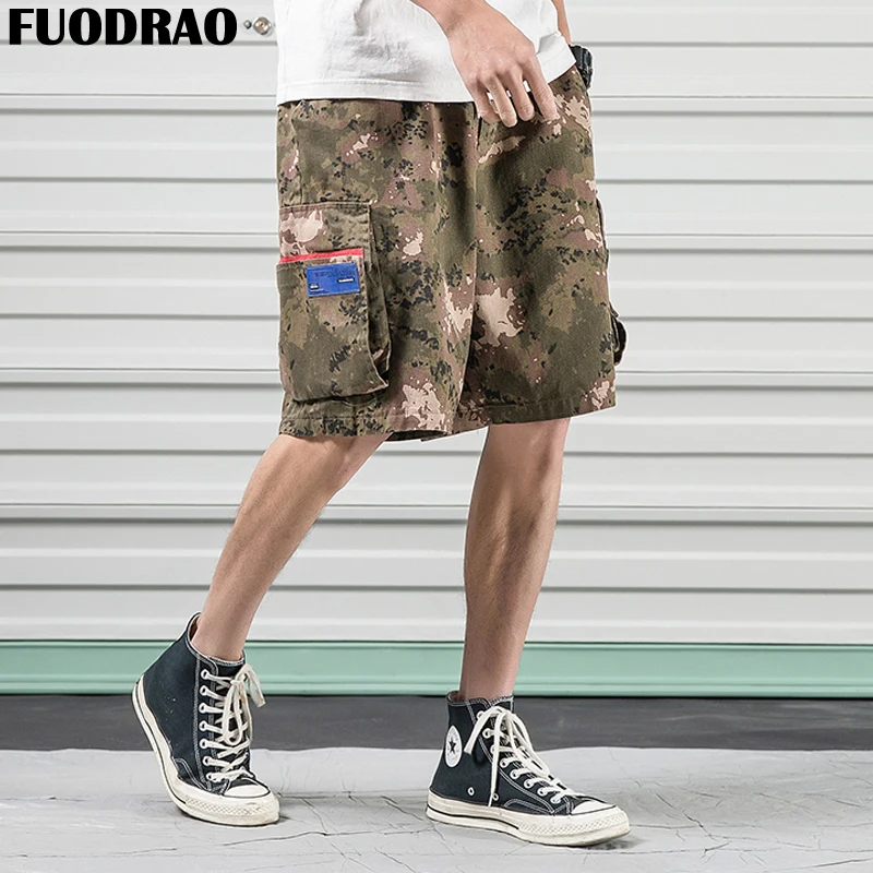 FUODRAO хип-хоп Уличная Американский мужские шорты кэжуал камуфляж мужские шорты Карго летние модные свободные Для мужчин джоггеры D014
