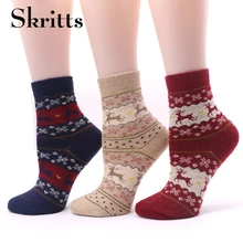Skritts/2 пары женских носков модные шерстяные женские носки с принтом животных, рождественские носки женские зимние теплые носки до лодыжки