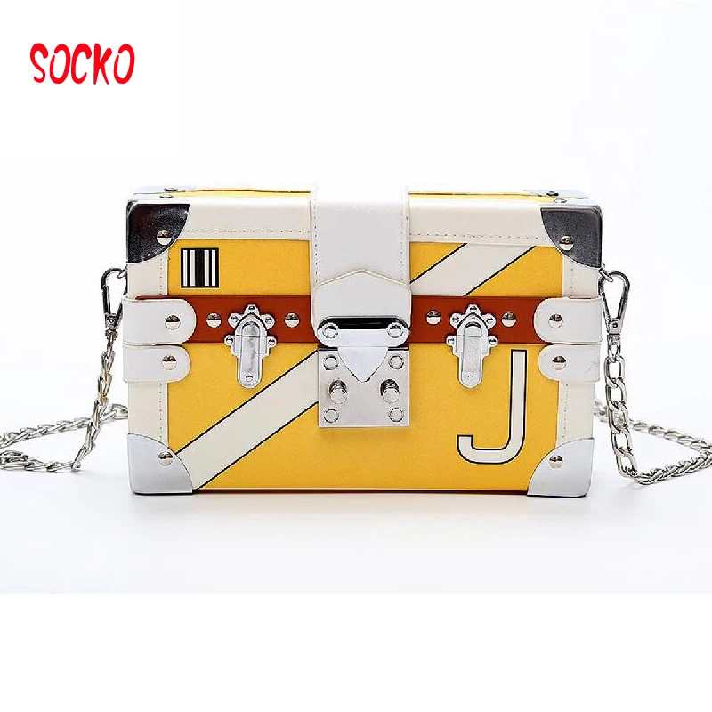 Luxury Box shape Tote Women Handbag hollow lock retro Evening Clutch