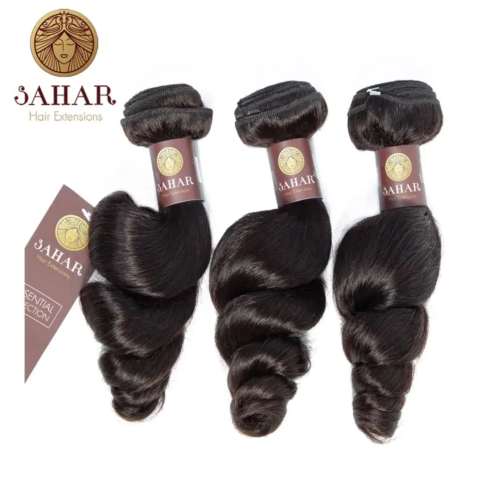 

Sahar Brazilian Hair Loose Wave Front lace with 4*13 inch closure Natural Black 100% Human Hair Bundles Remy Hair Extensions