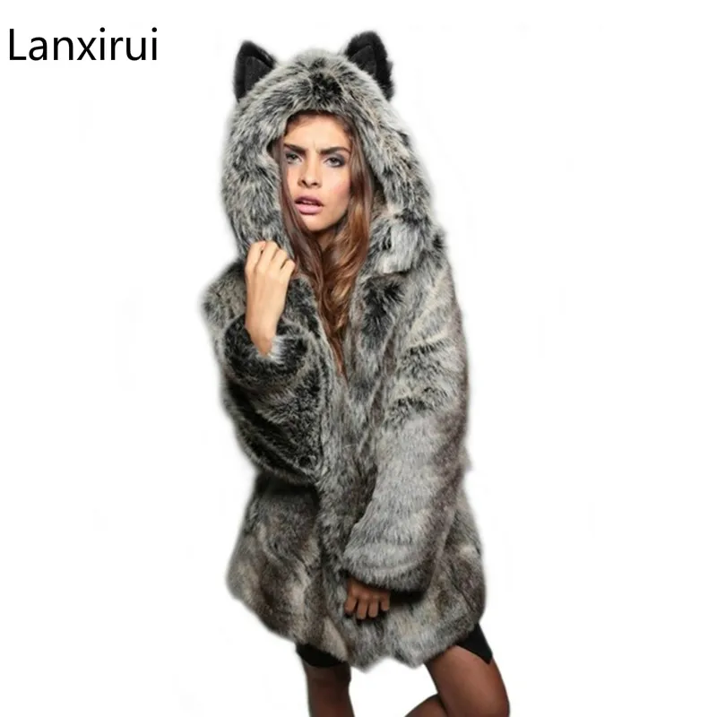 Шубы из искусственного лисьего меха Like Wolf Мультяшные кроличьего с капюшоном и