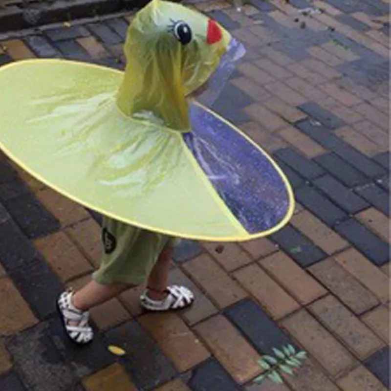 Милый плащ с изображением Утки Дети пальто дождя Дети зонтик шляпа волшебные руки свободные топы мальчики и девочки ветрозащитное пончо ребенок