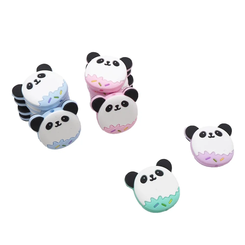 

Chenkai 50PCS Panda Shaped Baby Silicone Beads Teether Baby Cartoon Teething For DIY Baby Necklace Pendant Bracelet Accessories