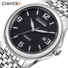 Comtex Marque Nouveaux Hommes de Montre D’affaires De Mode Montre-Bracelet Affichage Analogique Mouvement À Quartz Étanche Calendrier Hommes Montres
