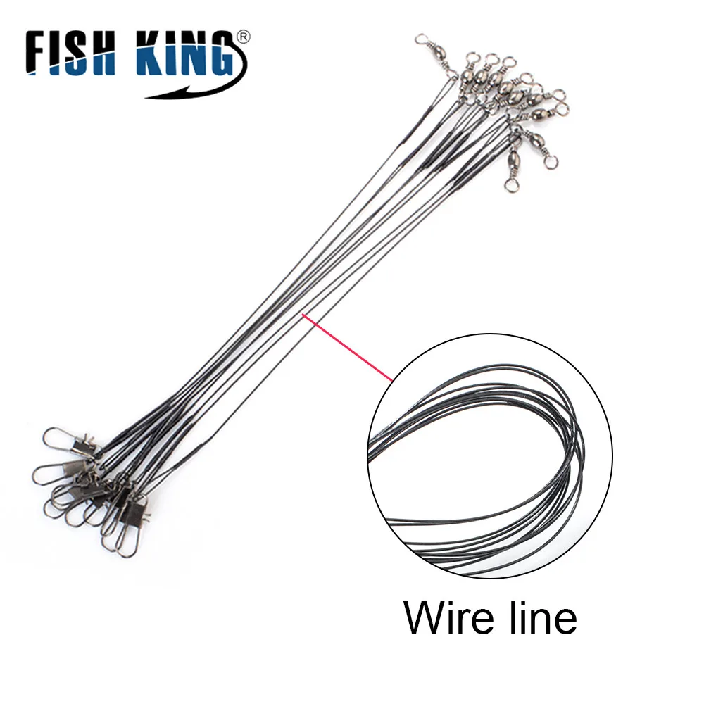 10pcs 15/20/25/30cm Stainless Steel Wire Leader Fishing Leash With Swivel 20LB Leadcore Leash For Fishing Line Accessories