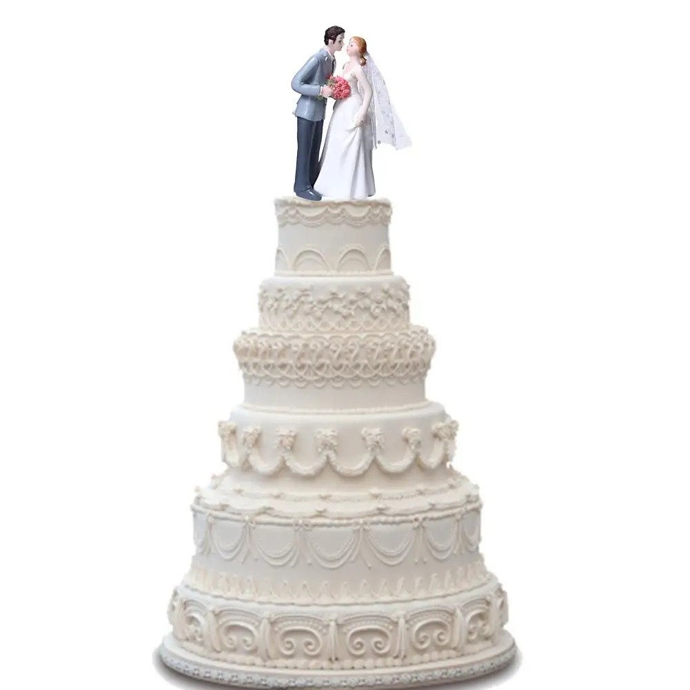 

LanLan Love Attraction Groom and Bride with Veil Figure Wedding Cake Topper for Cake Desktop Decoration