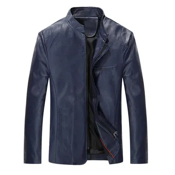 

4XL Youth Leisure PU leather 2016 New Popular Men's Slim Jacket Spring/Autumn Fashion Red Leather Jackets Solid Men Coat