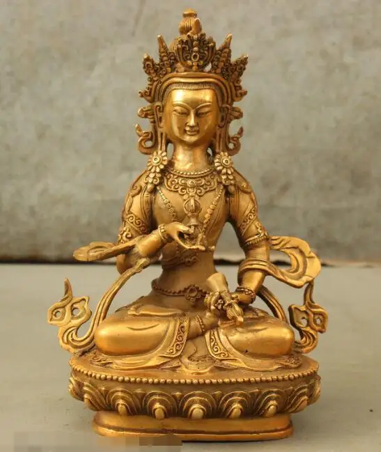 

song voge gem S6991 8" Tibet Tantra Idol Bronze Gilt Vajrasattva Bodhisattva God Vajra Buddha Statue