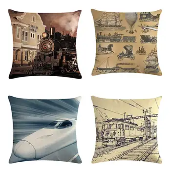 

Cushion for leaning on, vintage train of New Year gift series HomerDecor Cushion Cover Throw Pillowcase Pillow Covers 45 * 45cm
