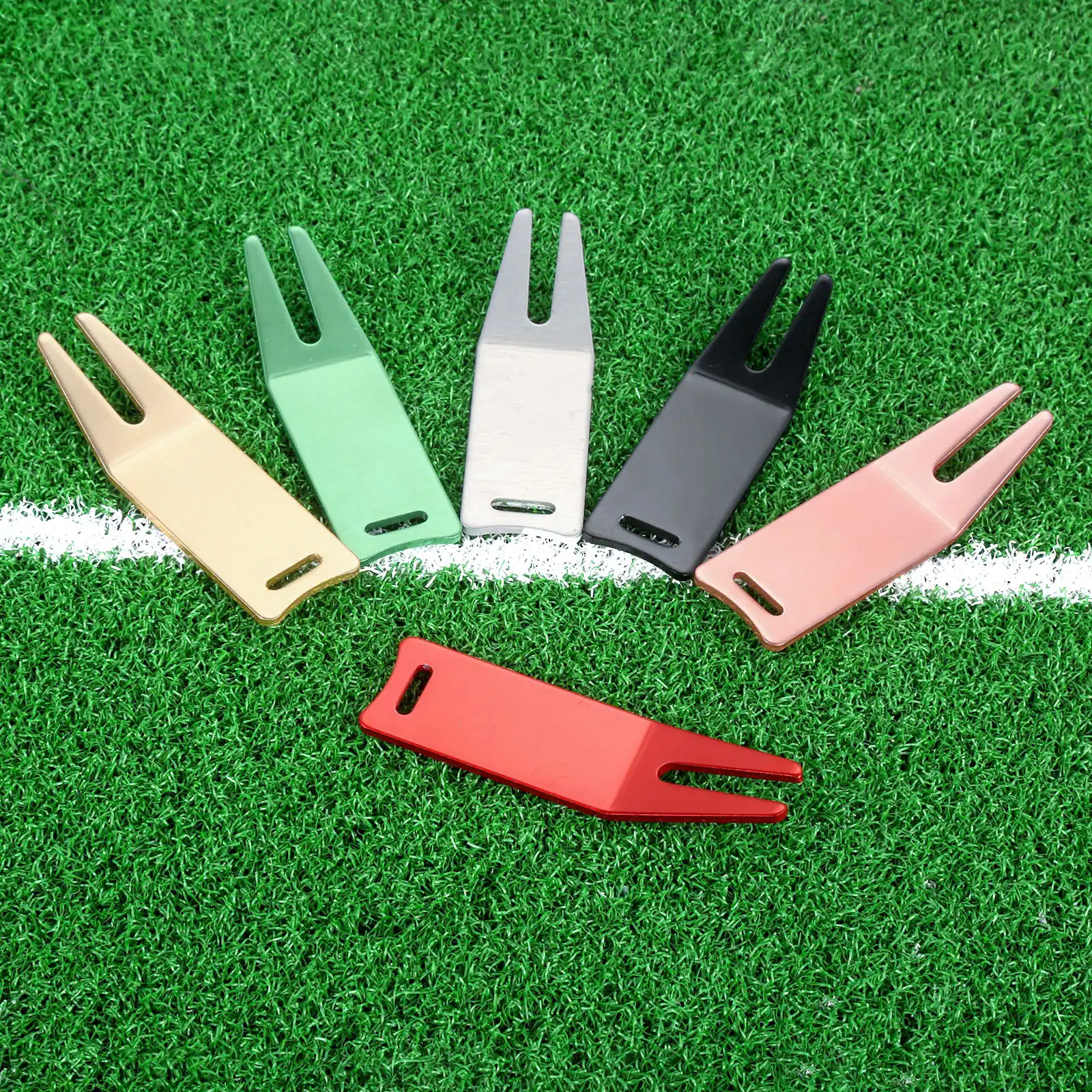 Golfer Aluminum Alloy Putting Green Fork Golf Divot Marker Tool Pitch AccessoryGolf Training