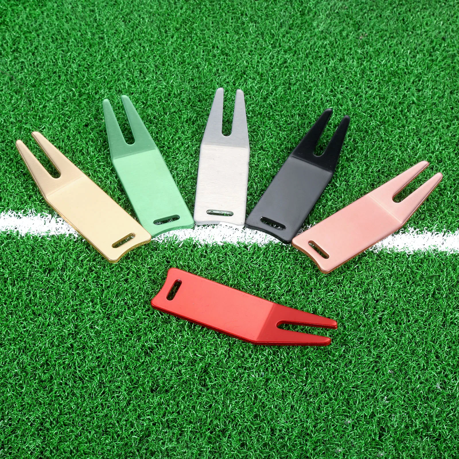 

Aluminum Bent Golf Divot Repair Tool Fork Prongs For Putting Green Pitch Lawn Maintenance/Groove Clean/Mark Ball Training Aids