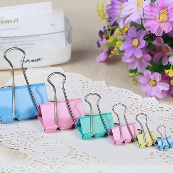 

12 pcs/lot 50mm Colored Large Metal Binder Clamps Paper Clips Decorative Picture Holder Stationery Office School Supplies