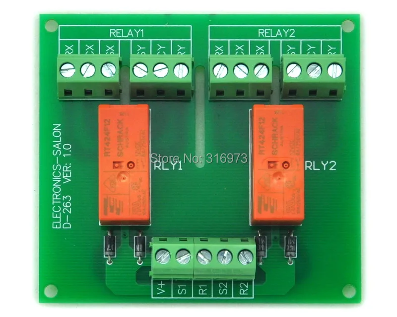 Пассивный бистабильная/фиксацией 2 DPDT 8 Amp Мощность модуль реле, 12 В версия, RT424F12