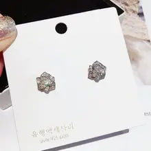 Изысканные цветок камелии серьги гвоздики микро украшенное кубическими камнями циркония серьги для женщин хрустальные ювелирные изделия