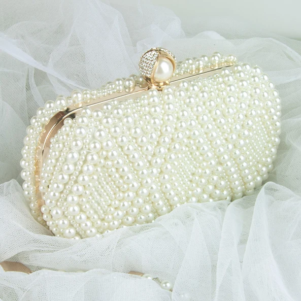 Wedding Purse Embroidery Handmade Pearl Handbags Rhinestones Beaded