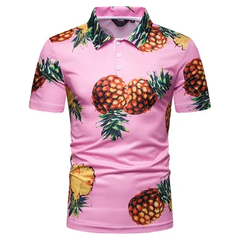 

Mens Summer Polo Shirt Hawaiian Camisa Hombre Short Sleeve Turn Down Collar Casual Slim Fit Printed Beach Office XXL Polo Shirt