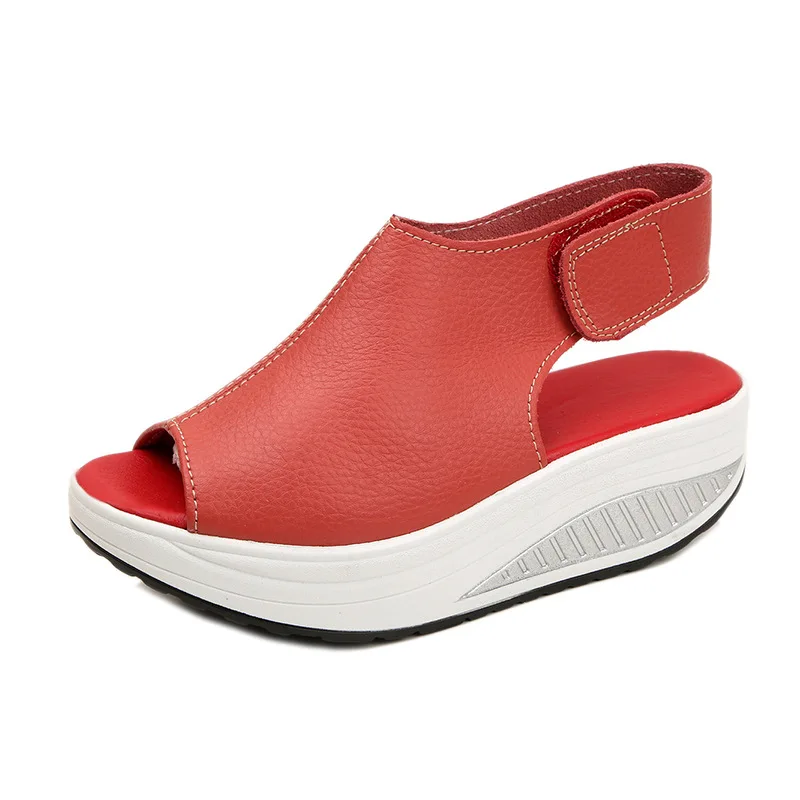 

2018 New Style Shoes Shook His Shoes Female Summer Sandals Platform Wedge Muffin with Platform Fish Head L Sandals