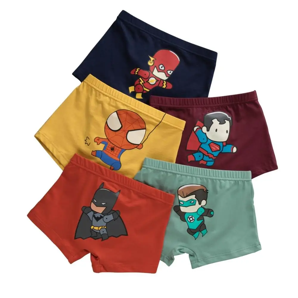 1 piece 3-12 T kids boys cotton panties Spiderman Batman baby cartoon printed children comics boxers briefs underwear for boys