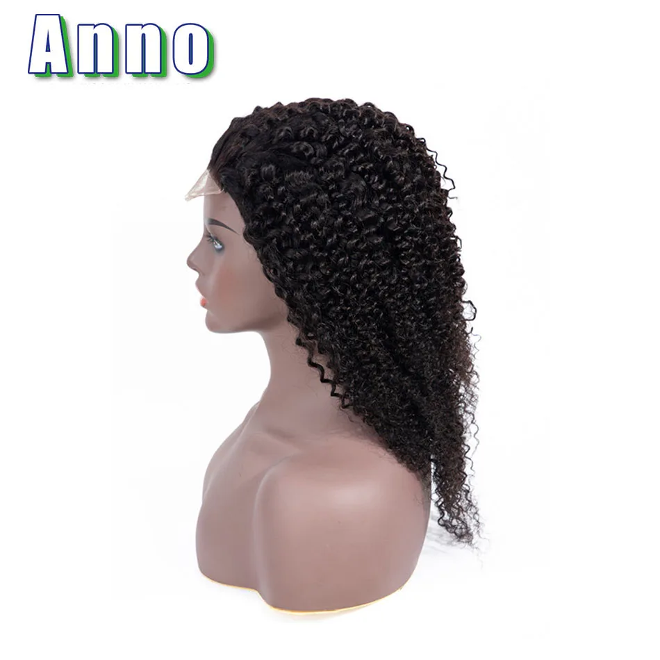 Annowig Kinky Curly синтетические волосы на кружеве человеческие волосы Искусственные парики 10 "-22" Длинные перуанский парик из волос 4x4 размер