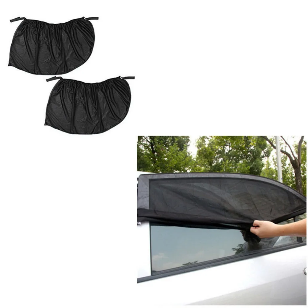 2Pcs/set Adjustable Auto Car Side Rear Window Sun Shade Black Mesh Car