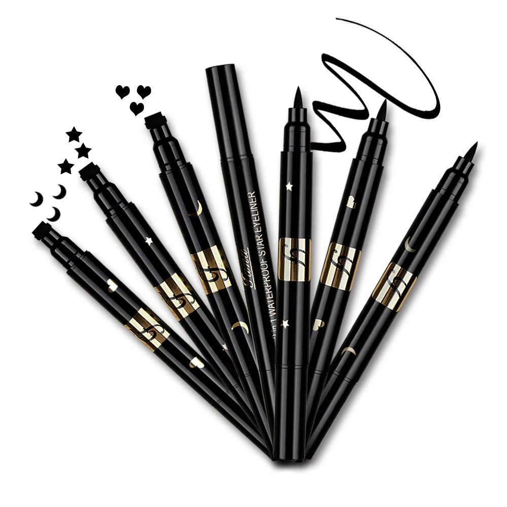 

1 Pc Double Head Waterproof Liquid Eyeliner Tattoo Stamp Eye Liner Long-lasting Quick To Dry Pencil Beauty Makeup Tools