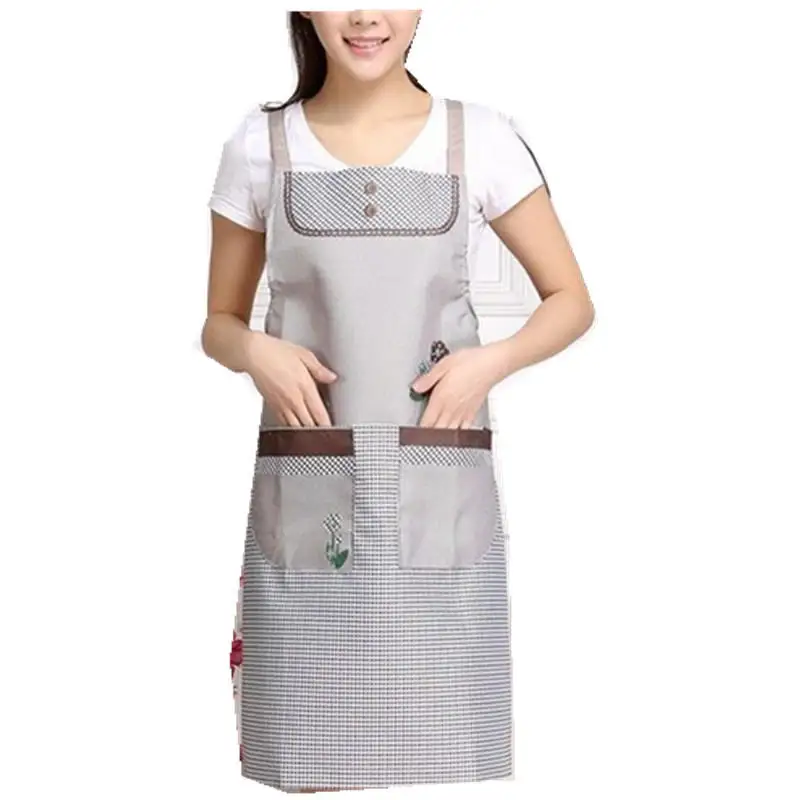 75*72cm Kitchen Sleeveless Apron With Pocket Waterproof Oil Resistant Floral Women Bib Cooking Baking Cleaning Apron Accessories